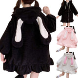 Style Autumn Winter Women Warm Jacket Rabbit Ears Hooded
