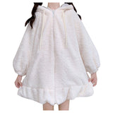 Style Autumn Winter Women Warm Jacket Rabbit Ears Hooded