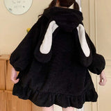 Style Autumn Winter Women Warm Jacket Rabbit Ears Hooded