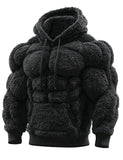 Muscle Line Flannel Hooded 3D Muscle Fuzzy Cotton Hoodie