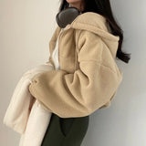 Women's Zipper Hooded Faux Lamb Velvet SweatSirt