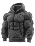 Muscle Line Flannel Hooded 3D Muscle Fuzzy Cotton Hoodie
