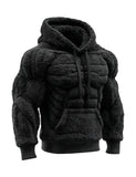 Muscle Line Flannel Hooded 3D Muscle Fuzzy Cotton Hoodie