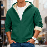 Velvet Solid Color Hooded Sweatshirt Warm Casual Jacket