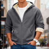 Velvet Solid Color Hooded Sweatshirt Warm Casual Jacket