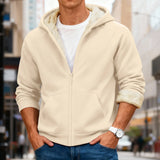 Velvet Solid Color Hooded Sweatshirt Warm Casual Jacket