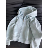Short Hooded Zip Up Sweatshirt Jacket Women Tops