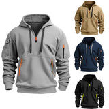 Multi Pocket Zipper Fleece Hooded Casual Shirt for Men