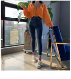 Autumnal Hooded Zipper Sweaters Outerwear for Women