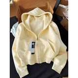 Short Hooded Zip Up Sweatshirt Jacket Women Tops