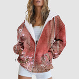 Fashion Gradient Zipper Jacket Women Hoodie Coat Tops