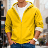 Velvet Solid Color Hooded Sweatshirt Warm Casual Jacket