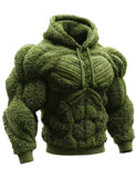 Muscle Line Flannel Hooded 3D Muscle Fuzzy Cotton Hoodie