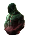 Muscle Line Flannel Hooded 3D Muscle Fuzzy Cotton Hoodie