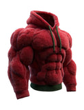 Muscle Line Flannel Hooded 3D Muscle Fuzzy Cotton Hoodie
