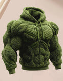 Muscle Line Flannel Hooded 3D Muscle Fuzzy Cotton Hoodie