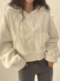 Women's Zipper Hooded Faux Lamb Velvet SweatSirt