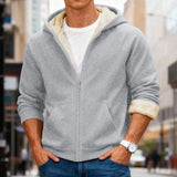 Velvet Solid Color Hooded Sweatshirt Warm Casual Jacket