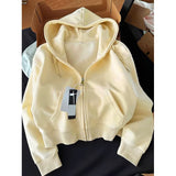 Short Hooded Zip Up Sweatshirt Jacket Women Tops