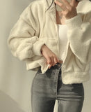 Women's Zipper Hooded Faux Lamb Velvet SweatSirt