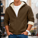 Velvet Solid Color Hooded Sweatshirt Warm Casual Jacket