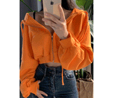 Autumnal Hooded Zipper Sweaters Outerwear for Women