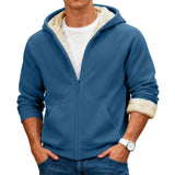 Velvet Solid Color Hooded Sweatshirt Warm Casual Jacket