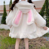 Style Autumn Winter Women Warm Jacket Rabbit Ears Hooded