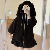 Style Autumn Winter Women Warm Jacket Rabbit Ears Hooded