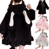 Style Autumn Winter Women Warm Jacket Rabbit Ears Hooded