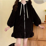 Style Autumn Winter Women Warm Jacket Rabbit Ears Hooded