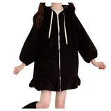 Style Autumn Winter Women Warm Jacket Rabbit Ears Hooded
