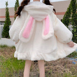 Style Autumn Winter Women Warm Jacket Rabbit Ears Hooded