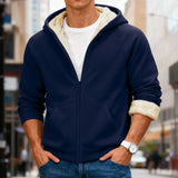 Velvet Solid Color Hooded Sweatshirt Warm Casual Jacket