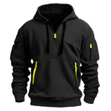 Multi Pocket Zipper Fleece Hooded Casual Shirt for Men