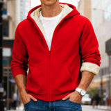 Velvet Solid Color Hooded Sweatshirt Warm Casual Jacket