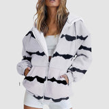 Fashion Gradient Zipper Jacket Women Hoodie Coat Tops