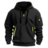 Multi Pocket Zipper Fleece Hooded Casual Shirt for Men