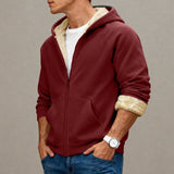 Velvet Solid Color Hooded Sweatshirt Warm Casual Jacket