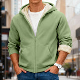 Velvet Solid Color Hooded Sweatshirt Warm Casual Jacket
