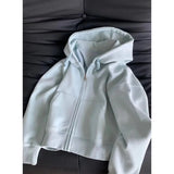 Short Hooded Zip Up Sweatshirt Jacket Women Tops