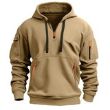 Multi Pocket Zipper Fleece Hooded Casual Shirt for Men