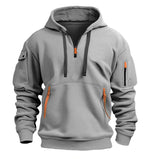 Multi Pocket Zipper Fleece Hooded Casual Shirt for Men