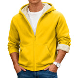 Velvet Solid Color Hooded Sweatshirt Warm Casual Jacket