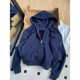 Short Hooded Zip Up Sweatshirt Jacket Women Tops