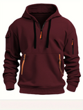 Multi Pocket Zipper Fleece Hooded Casual Shirt for Men