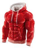 Muscle Line Flannel Hooded 3D Muscle Fuzzy Cotton Hoodie