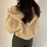 Women's Zipper Hooded Faux Lamb Velvet SweatSirt