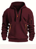 Multi Pocket Zipper Fleece Hooded Casual Shirt for Men