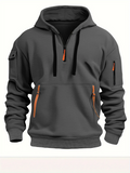 Multi Pocket Zipper Fleece Hooded Casual Shirt for Men